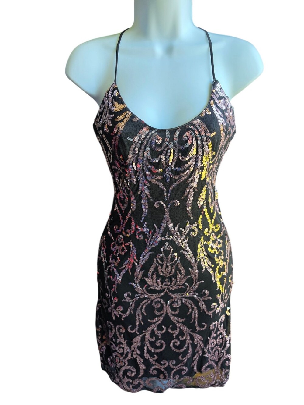 Jules & Cleo Black Mini Sparkly Sexy Dress Sequined Size 0 Party Prom